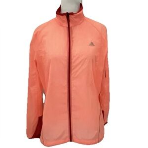 Adidas Orange M Full Zip Windproof Packable Thin Jacket Running Performance